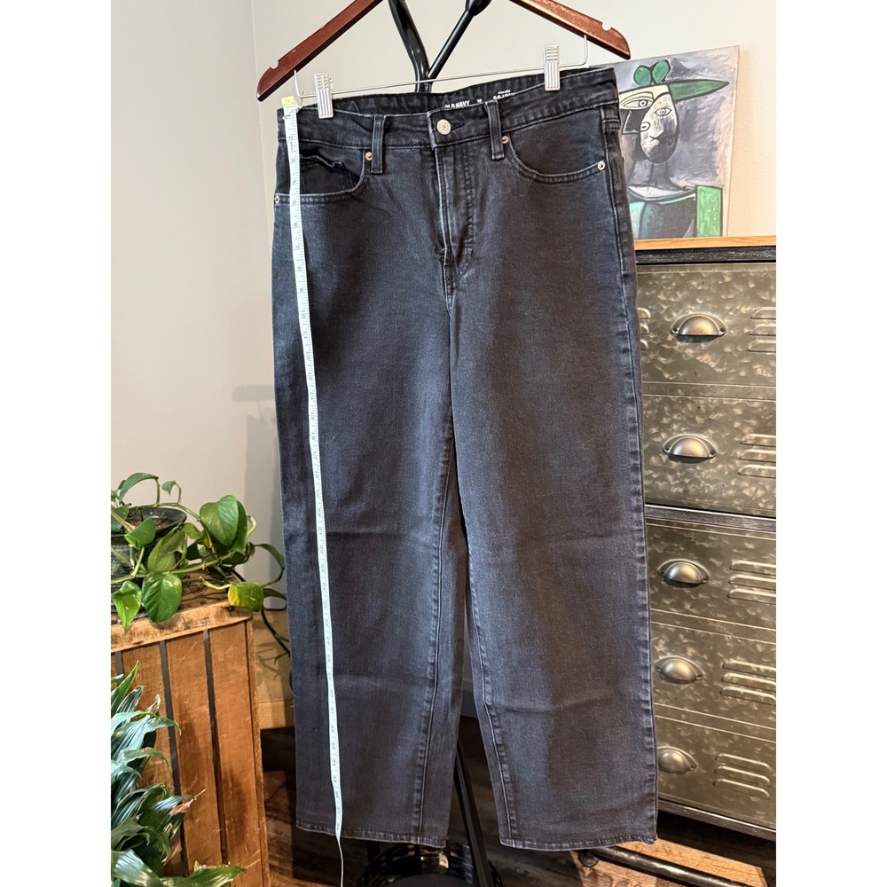 Old Navy OG Loose High Rise Jeans Washed Black Straight Leg Womens Size 10